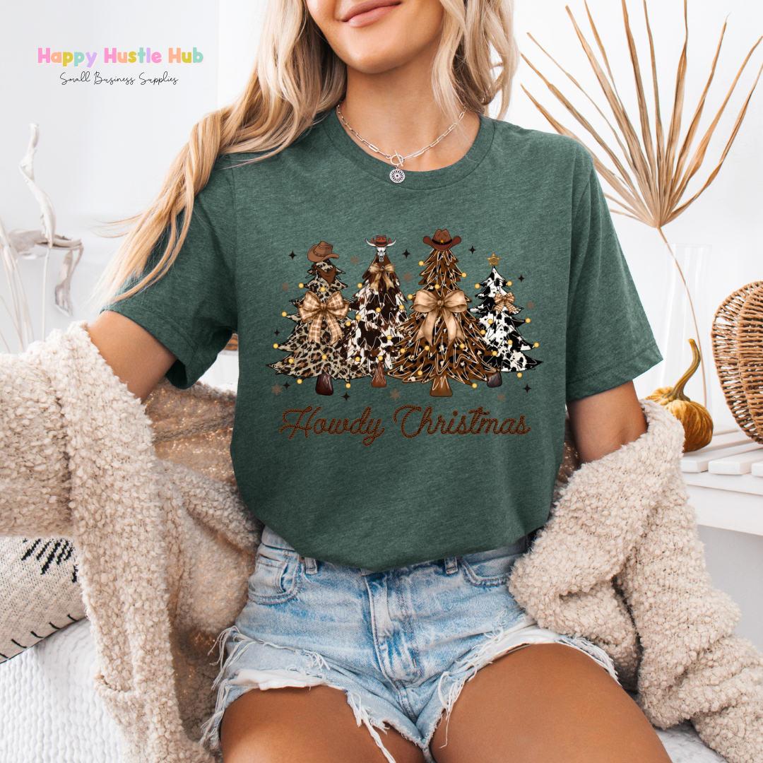 Howdy Christmas Western Trees DTF Transfer