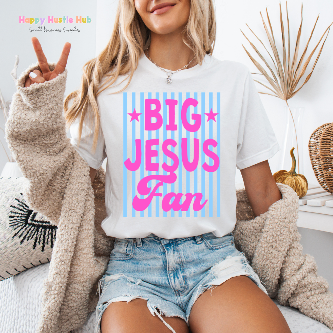 Big Jesus Fan Striped DTF Transfer