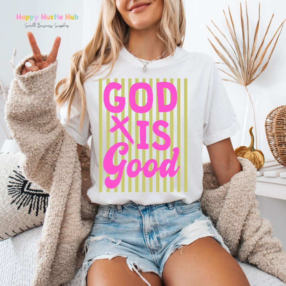 God Is Good Striped DTF Transfer