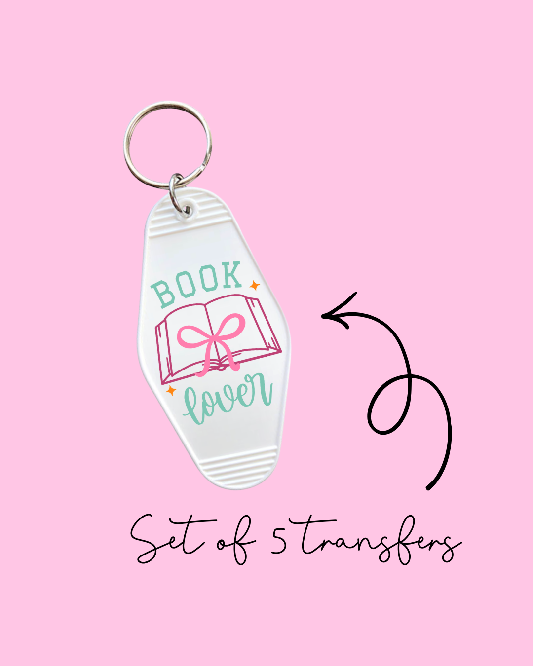 Book Lover – Motel Keychain UV DTF Transfers (Pack of 5)
