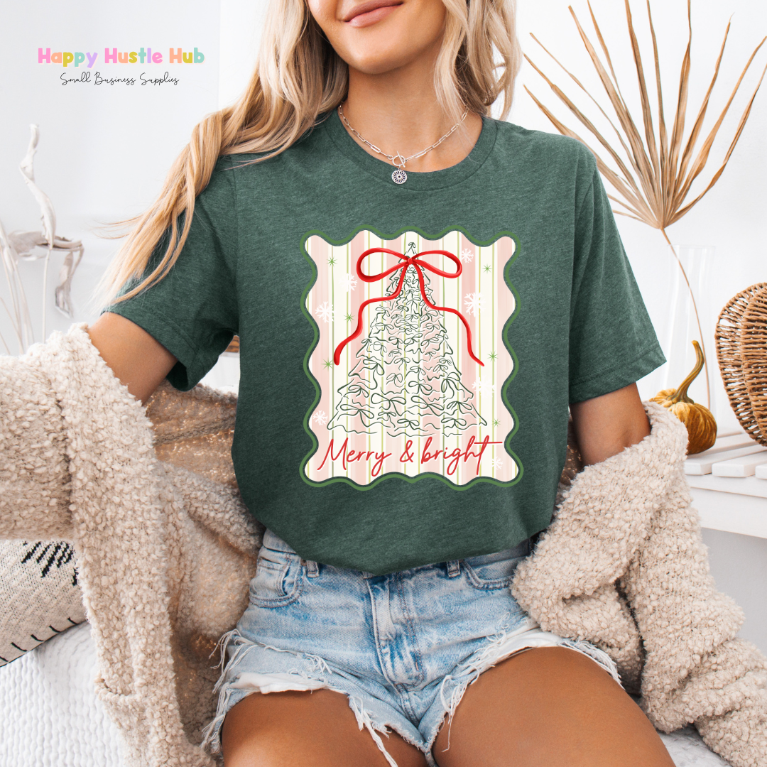 Merry & Bright Pretty Bow DTF Transfer