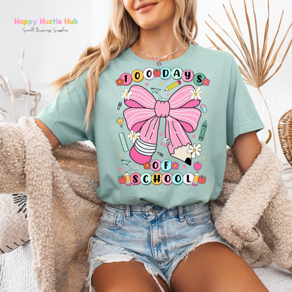 100 Days of School Bow DTF Transfer