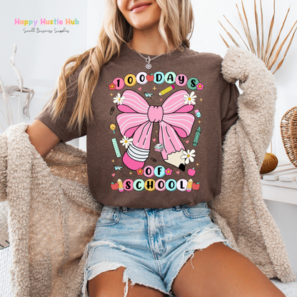 100 Days of School Bow DTF Transfer