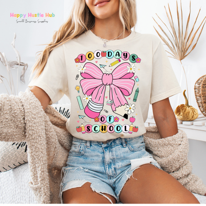 100 Days of School Bow DTF Transfer