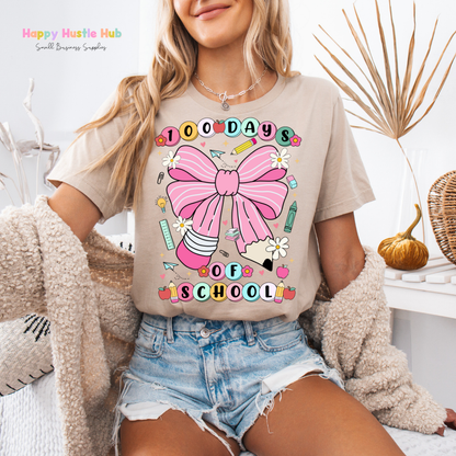 100 Days of School Bow DTF Transfer