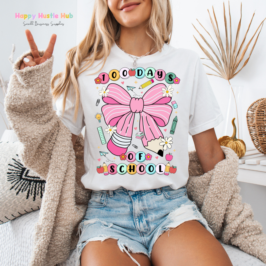 100 Days of School Bow DTF Transfer