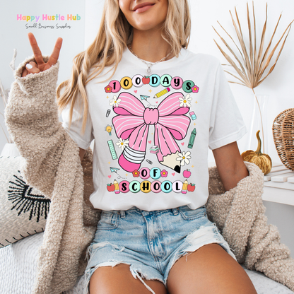 100 Days of School Bow DTF Transfer