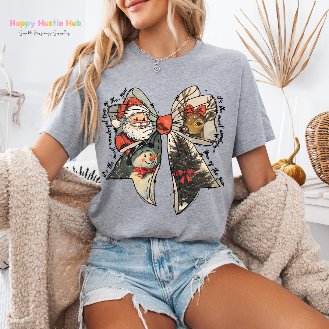 Festive Bow "It's the Most Wonderful Time Of The Year" DTF Transfer