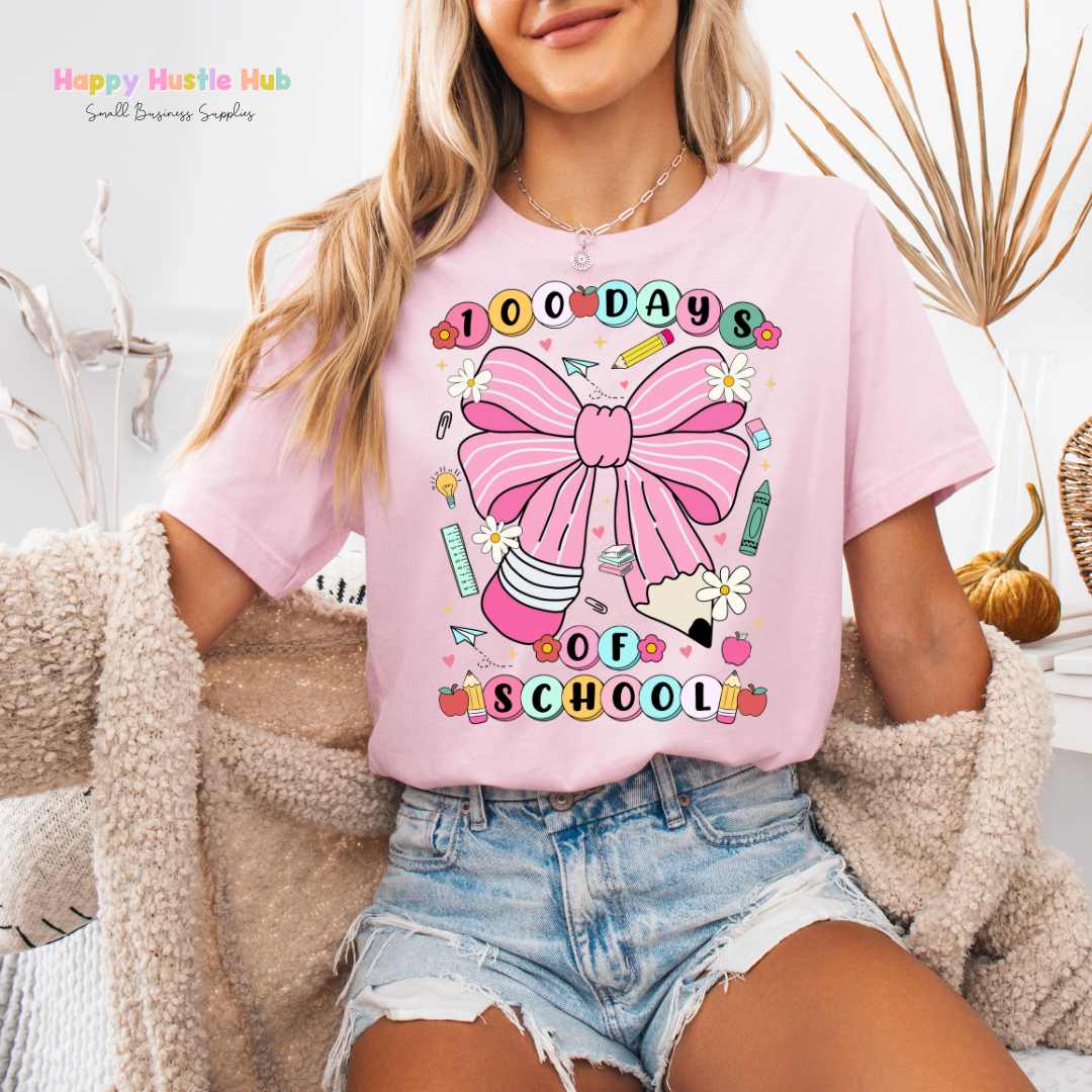 100 Days of School Bow DTF Transfer