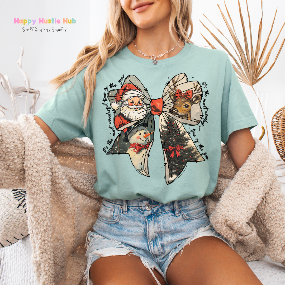 Festive Bow "It's the Most Wonderful Time Of The Year" DTF Transfer