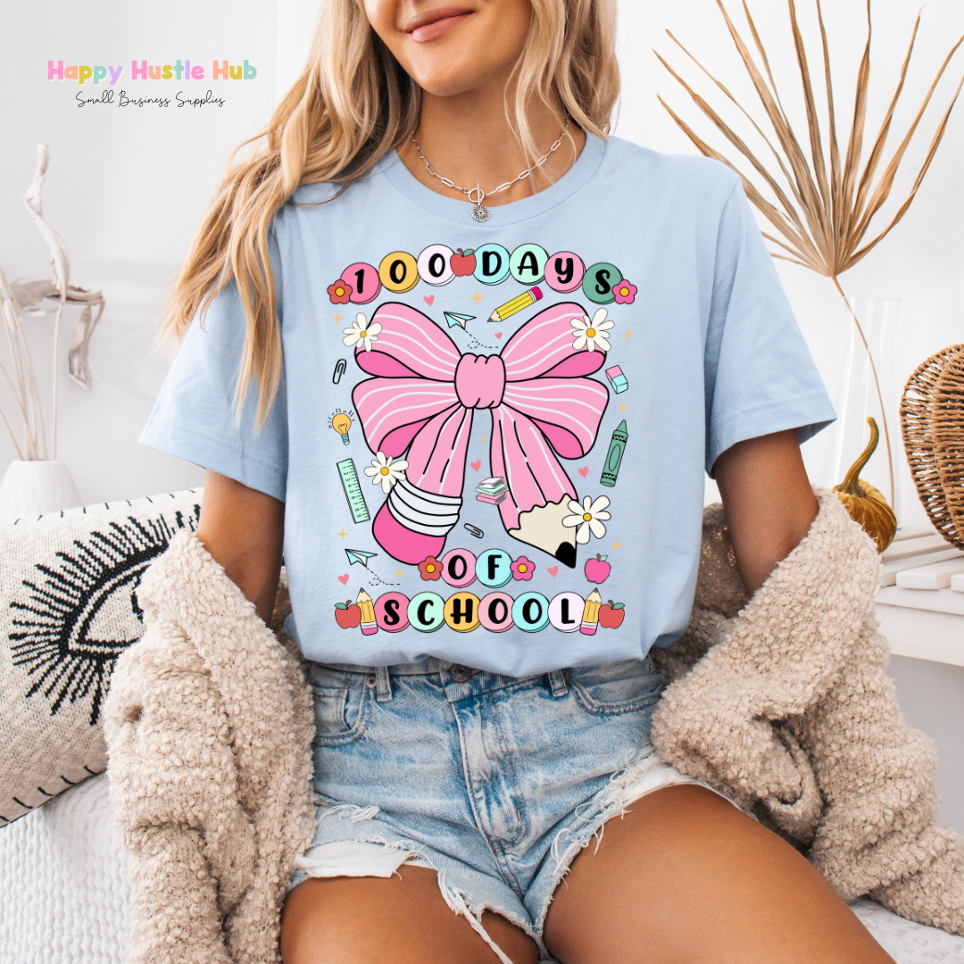 100 Days of School Bow DTF Transfer