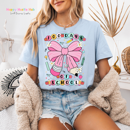 100 Days of School Bow DTF Transfer