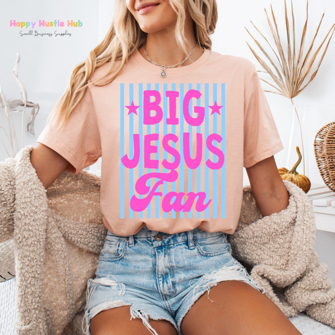 Big Jesus Fan Striped DTF Transfer