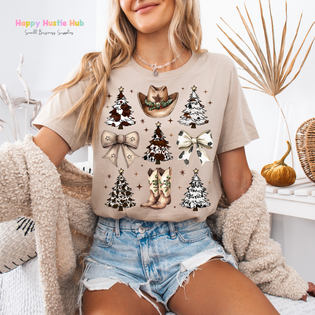 Western Christmas Collage DTF Transfer