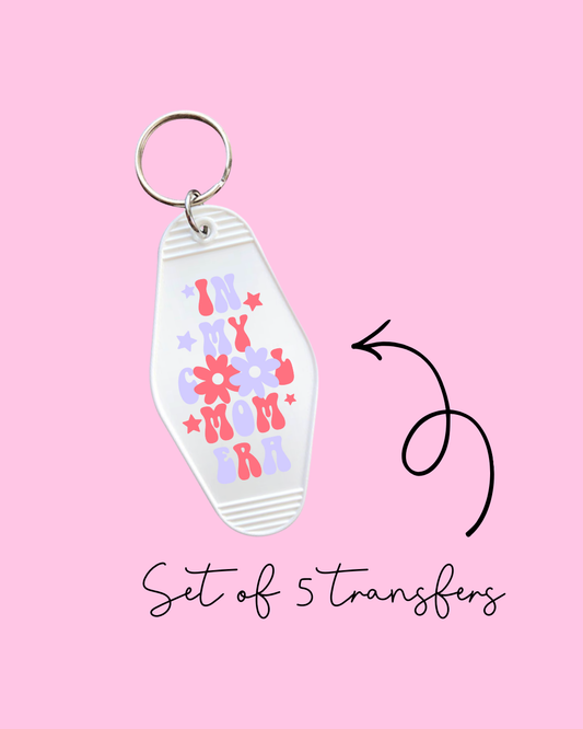 In My Cool Mom Era – Motel Keychain UV DTF Transfers (Pack of 5)