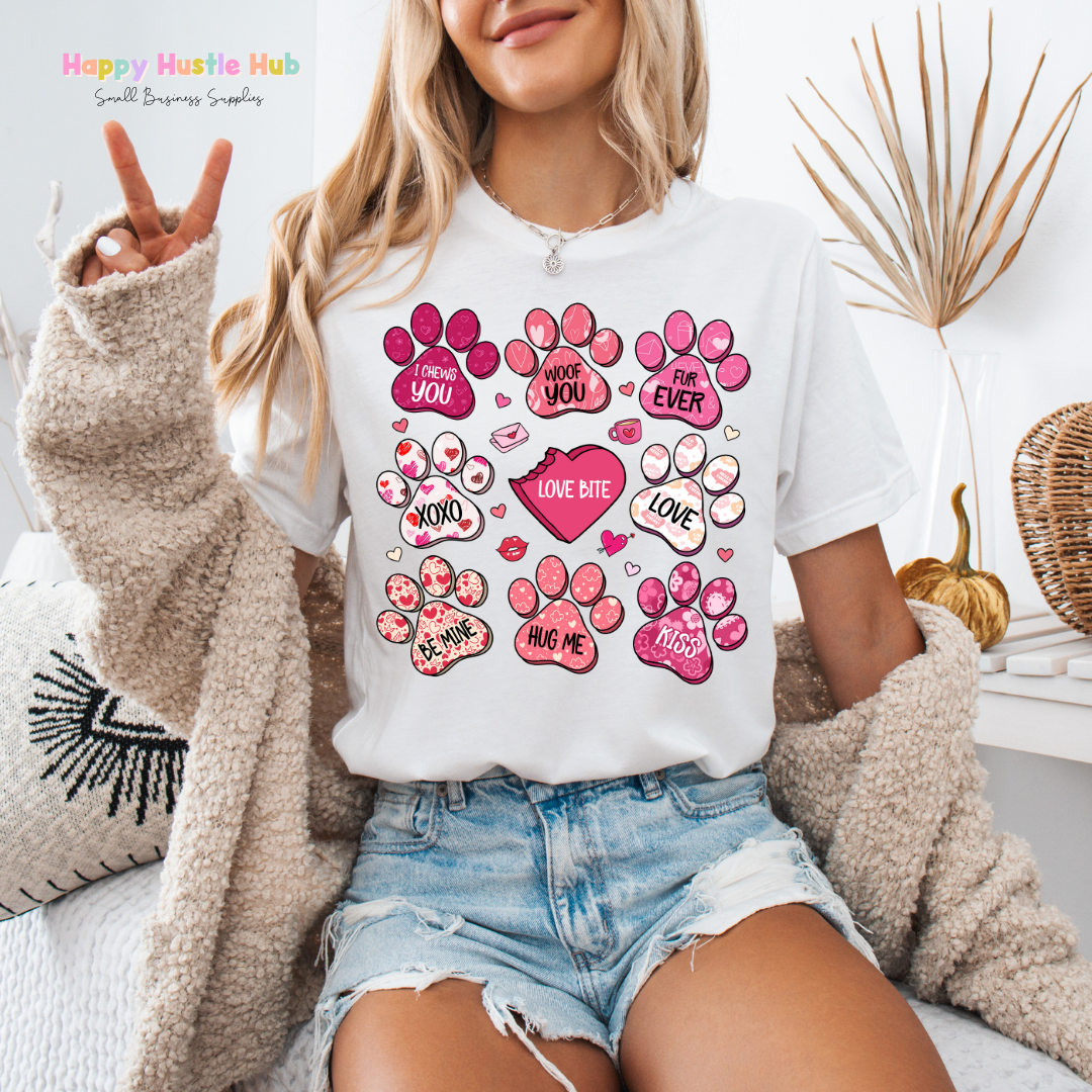 Paw Conversation Hearts DTF Transfer