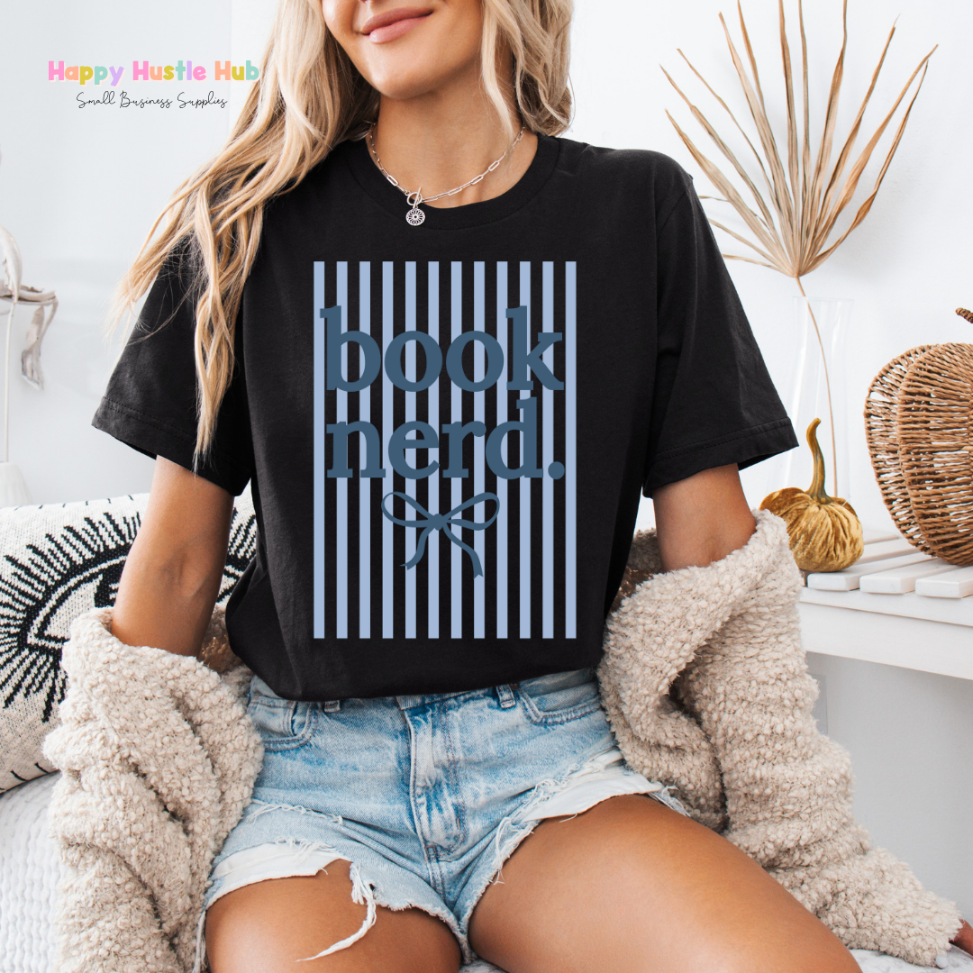 Book Nerd Striped DTF Transfer