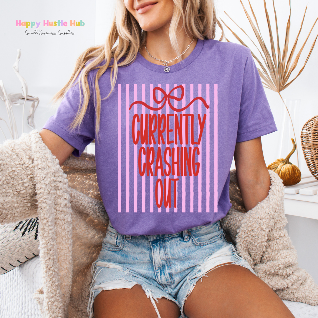 Currently Crashing Out Striped DTF Transfer