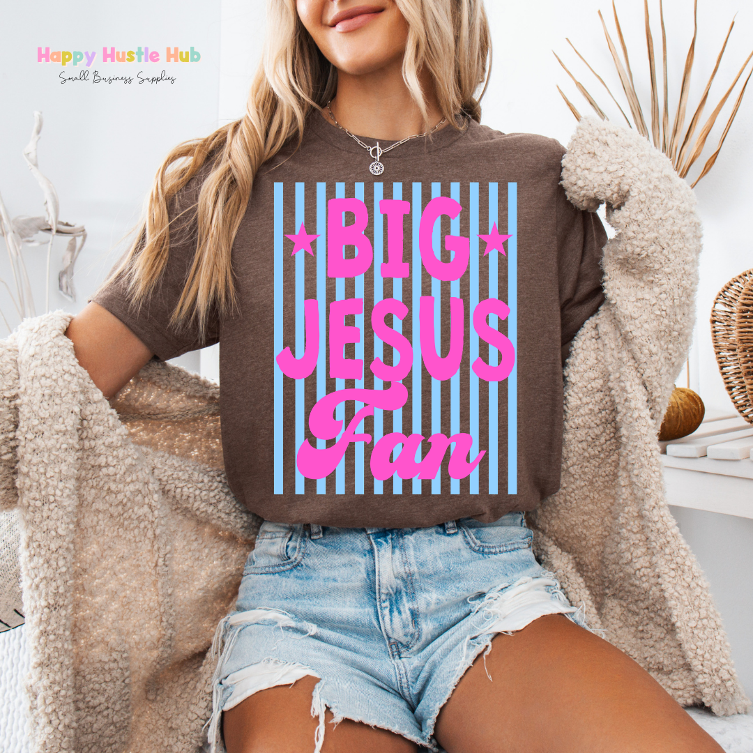 Big Jesus Fan Striped DTF Transfer