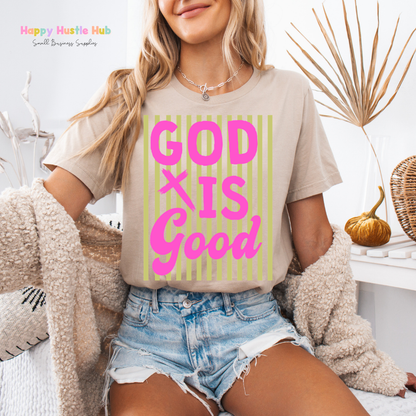 God Is Good Striped DTF Transfer