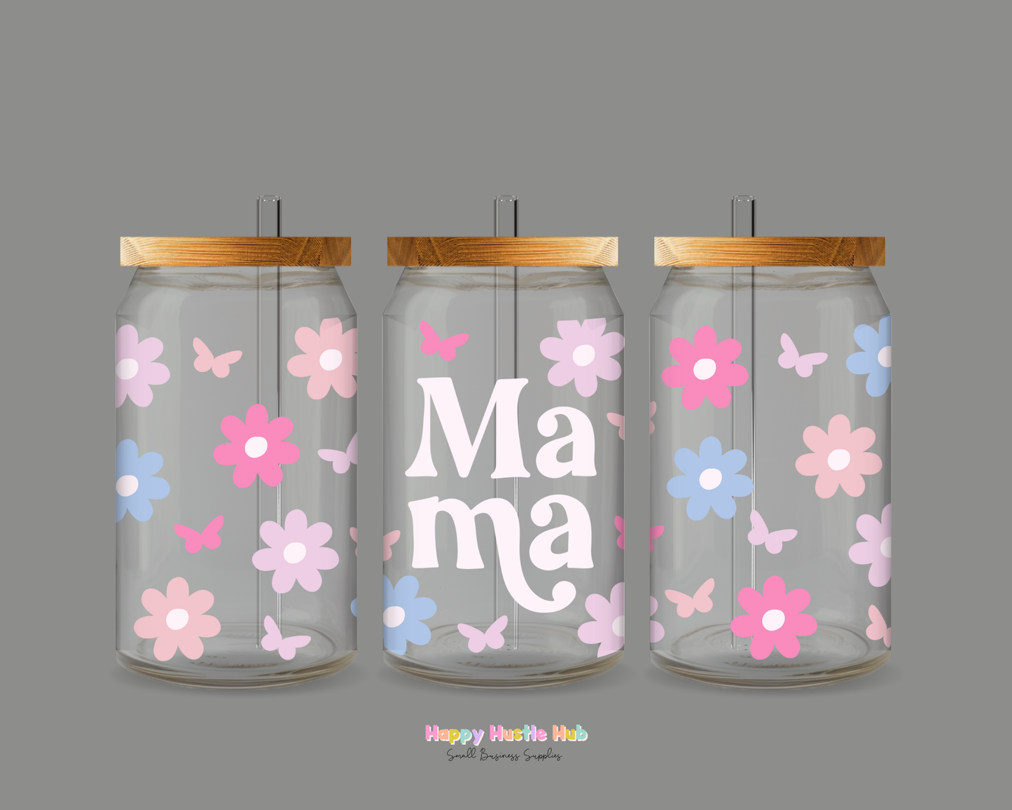 Mama Flowers UV DTF Cup Wrap