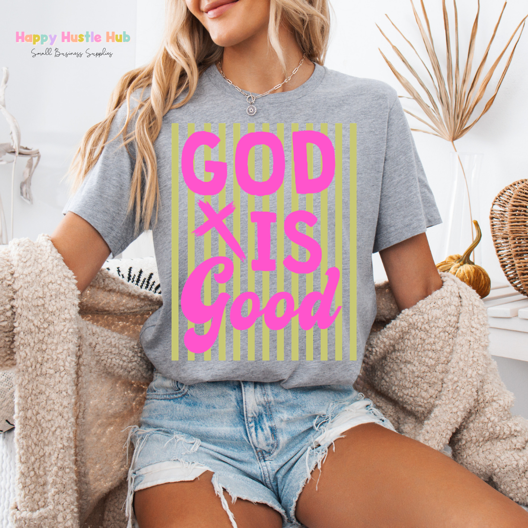 God Is Good Striped DTF Transfer