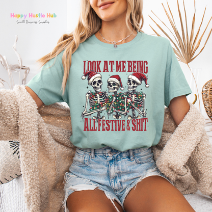 Skelton Christmas Spirit DTF Transfer