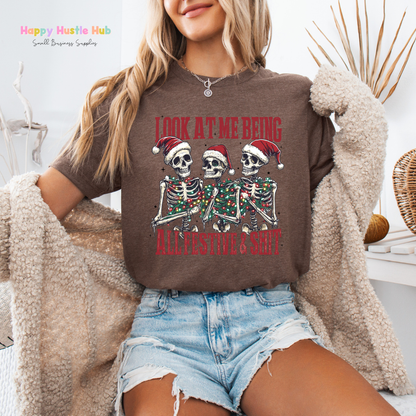 Skelton Christmas Spirit DTF Transfer