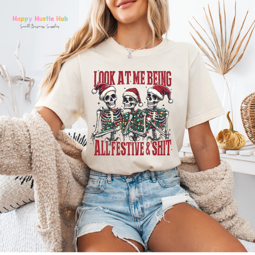 Skelton Christmas Spirit DTF Transfer