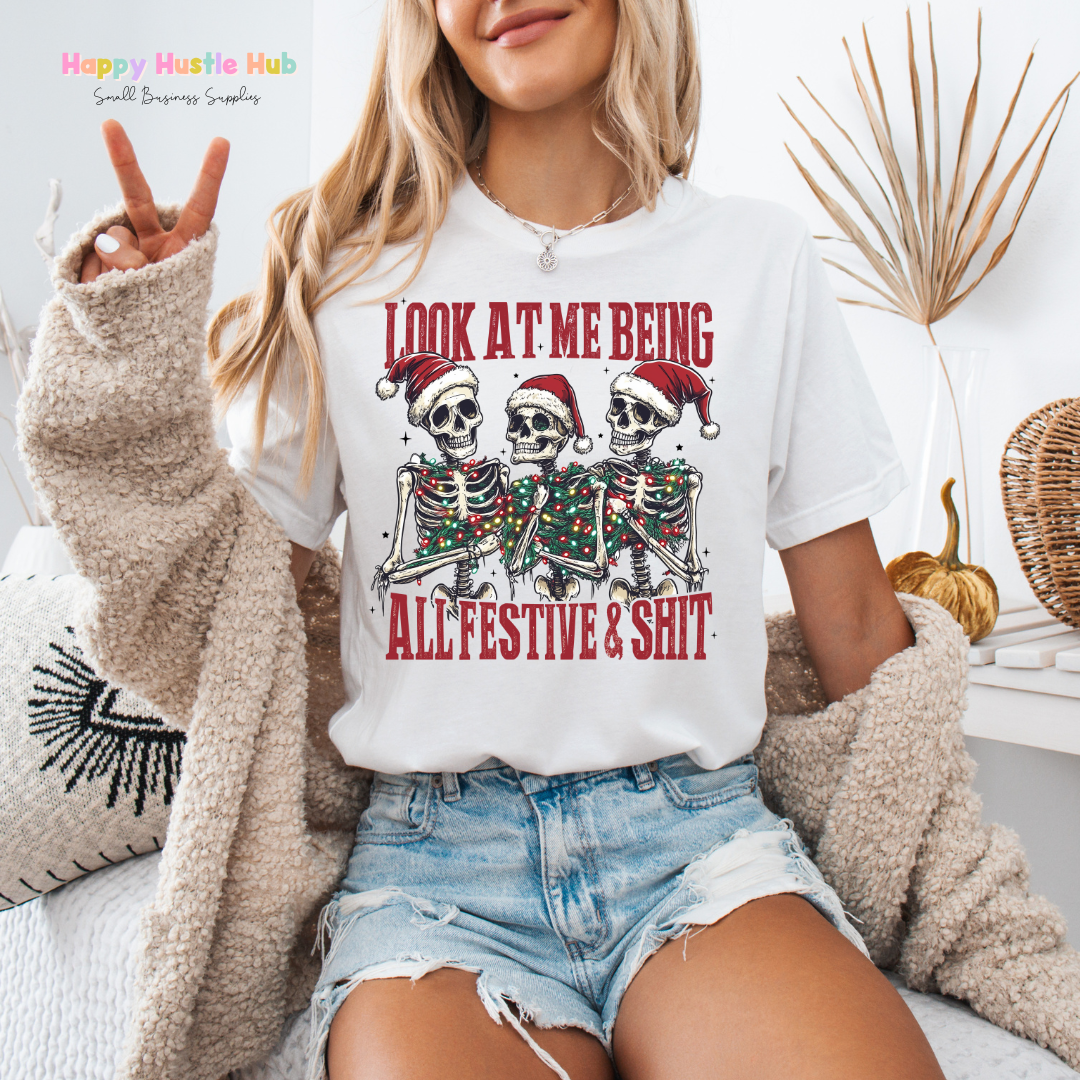 Skelton Christmas Spirit DTF Transfer