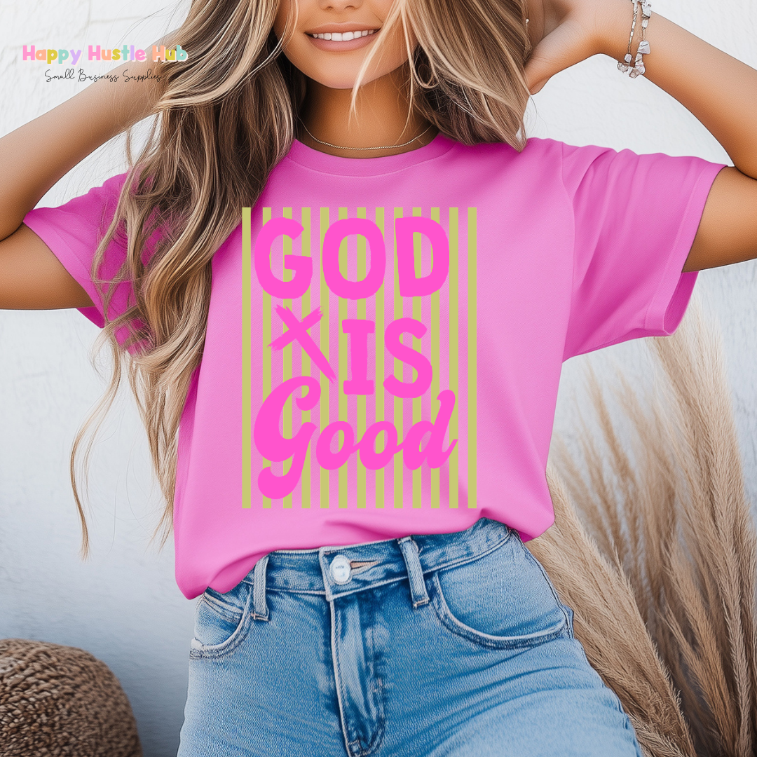 God Is Good Striped DTF Transfer
