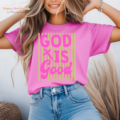 God Is Good Striped DTF Transfer