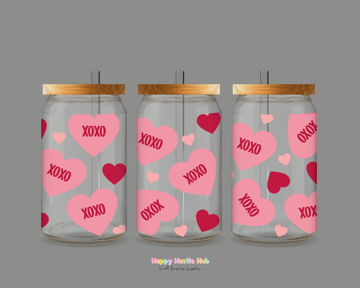 XOXO Hearts UV DTF Cup Wrap