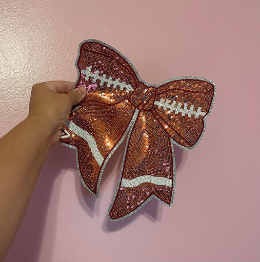 Football Bow Chenille Patch
