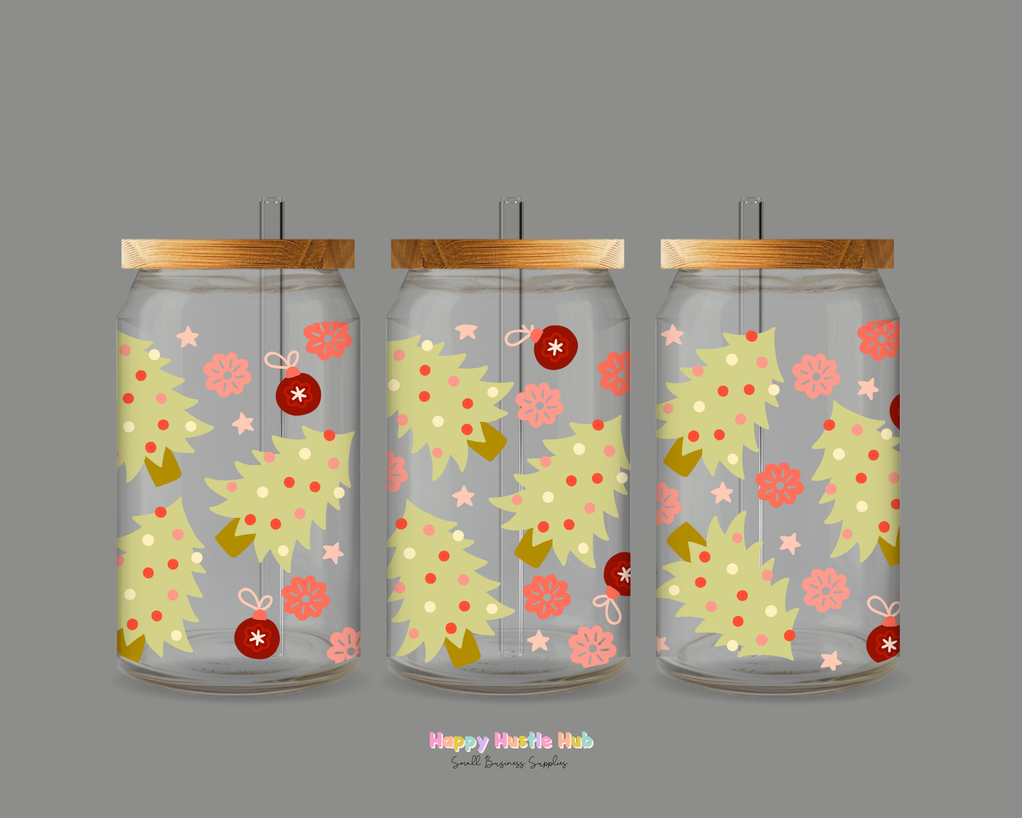 Festive Trees UV DTF Wrap