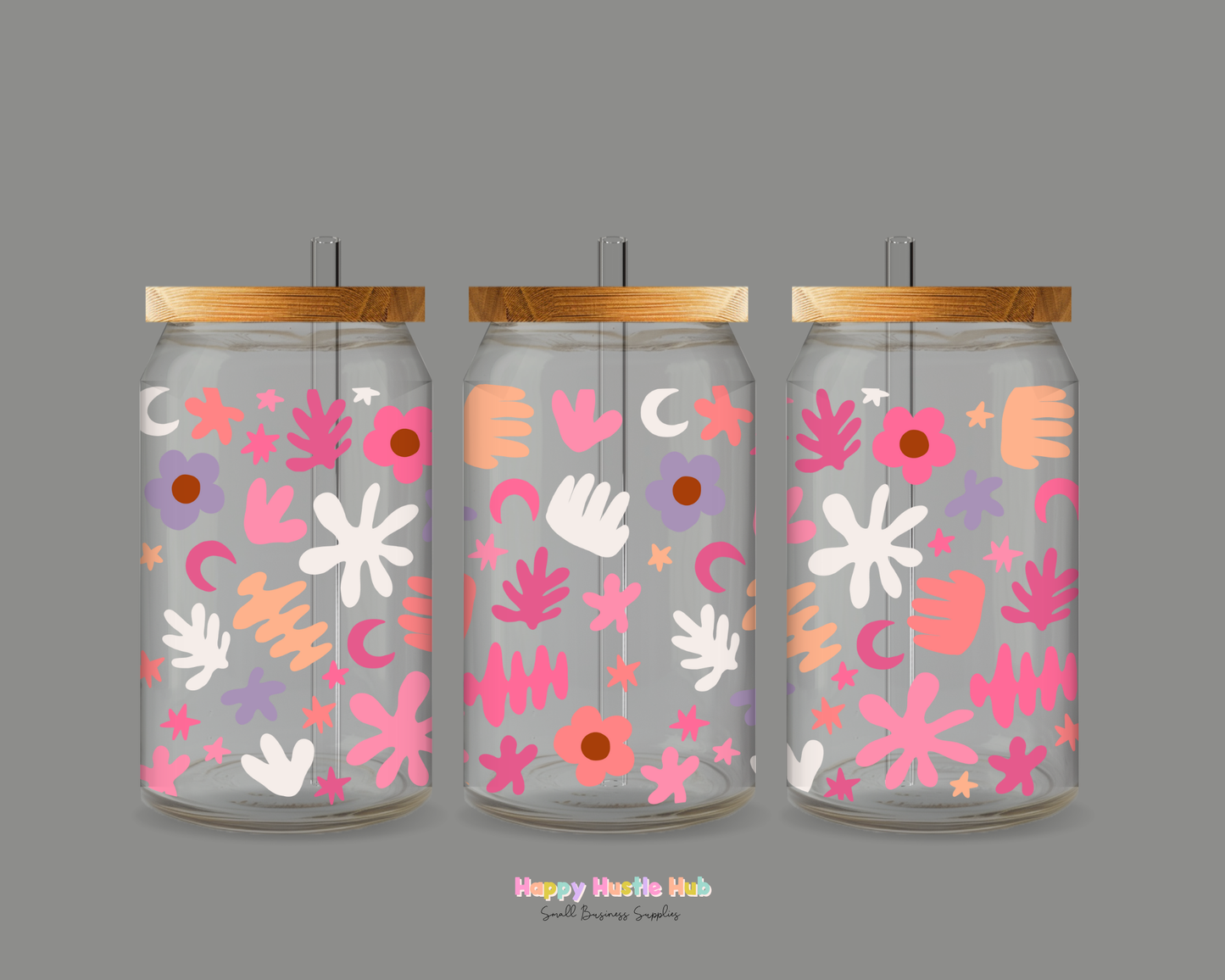 Whimsical Floral Shapes UV DTF Cup Wrap