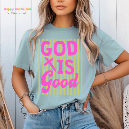God Is Good Striped DTF Transfer