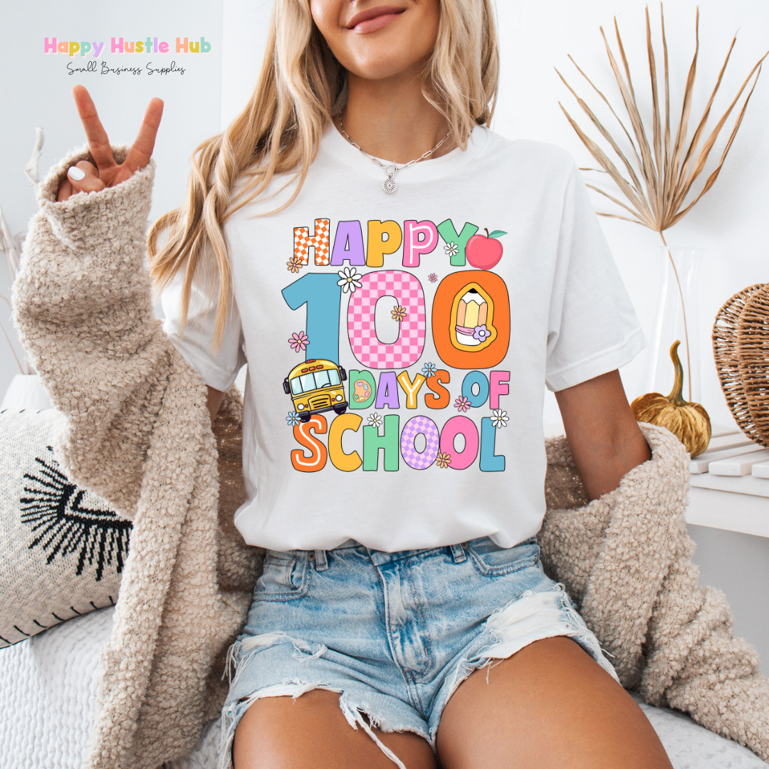 Checkered 100 Days Of School DTF Transfer