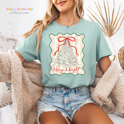 Merry & Bright Pretty Bow DTF Transfer