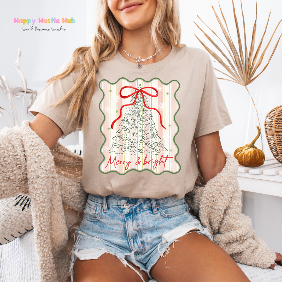 Merry & Bright Pretty Bow DTF Transfer