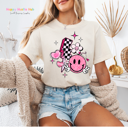 Lightning Bolt Smiley DTF Transfer