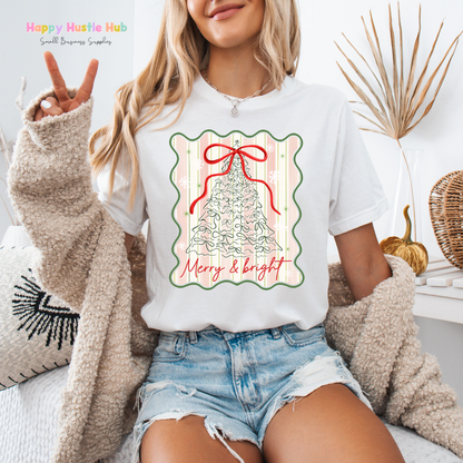 Merry & Bright Pretty Bow DTF Transfer