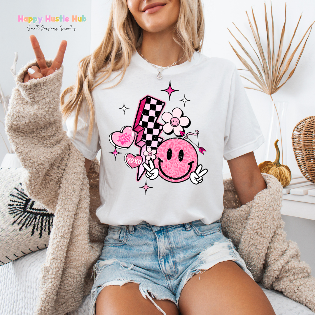 Lightning Bolt Smiley DTF Transfer