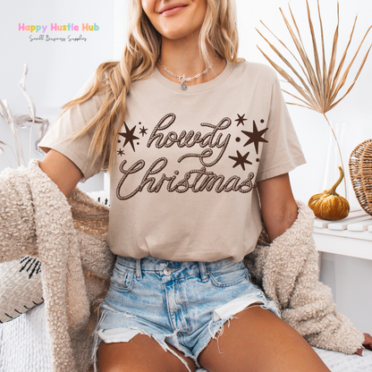 Howdy Christmas Western Rope DTF Transfer