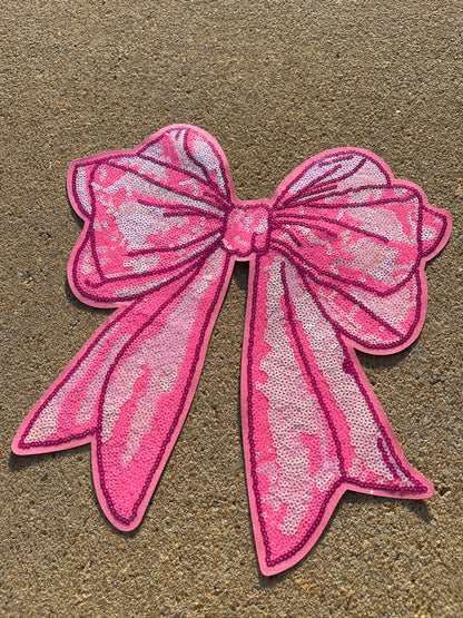 Pink Bow Chenille Patch