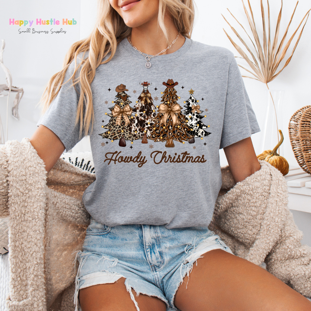 Howdy Christmas Western Trees DTF Transfer