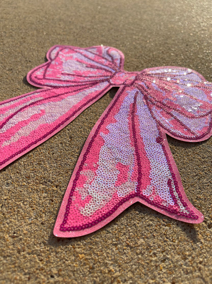 Pink Bow Chenille Patch