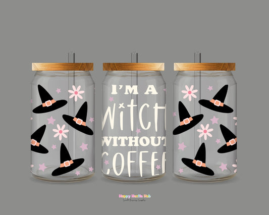 Witch Needs Coffee UV DTF Transfer