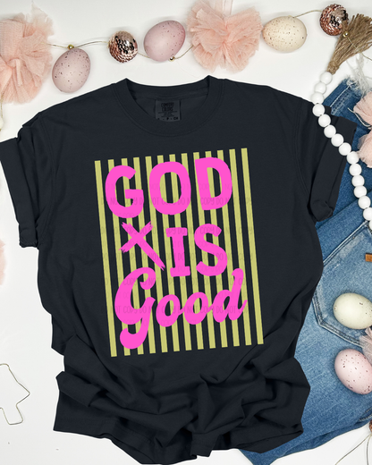 God Is Good Striped DTF Transfer