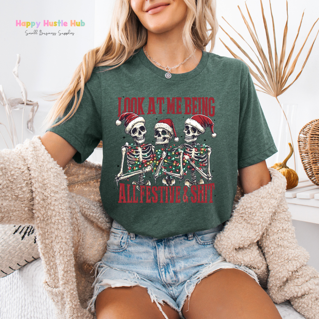 Skelton Christmas Spirit DTF Transfer